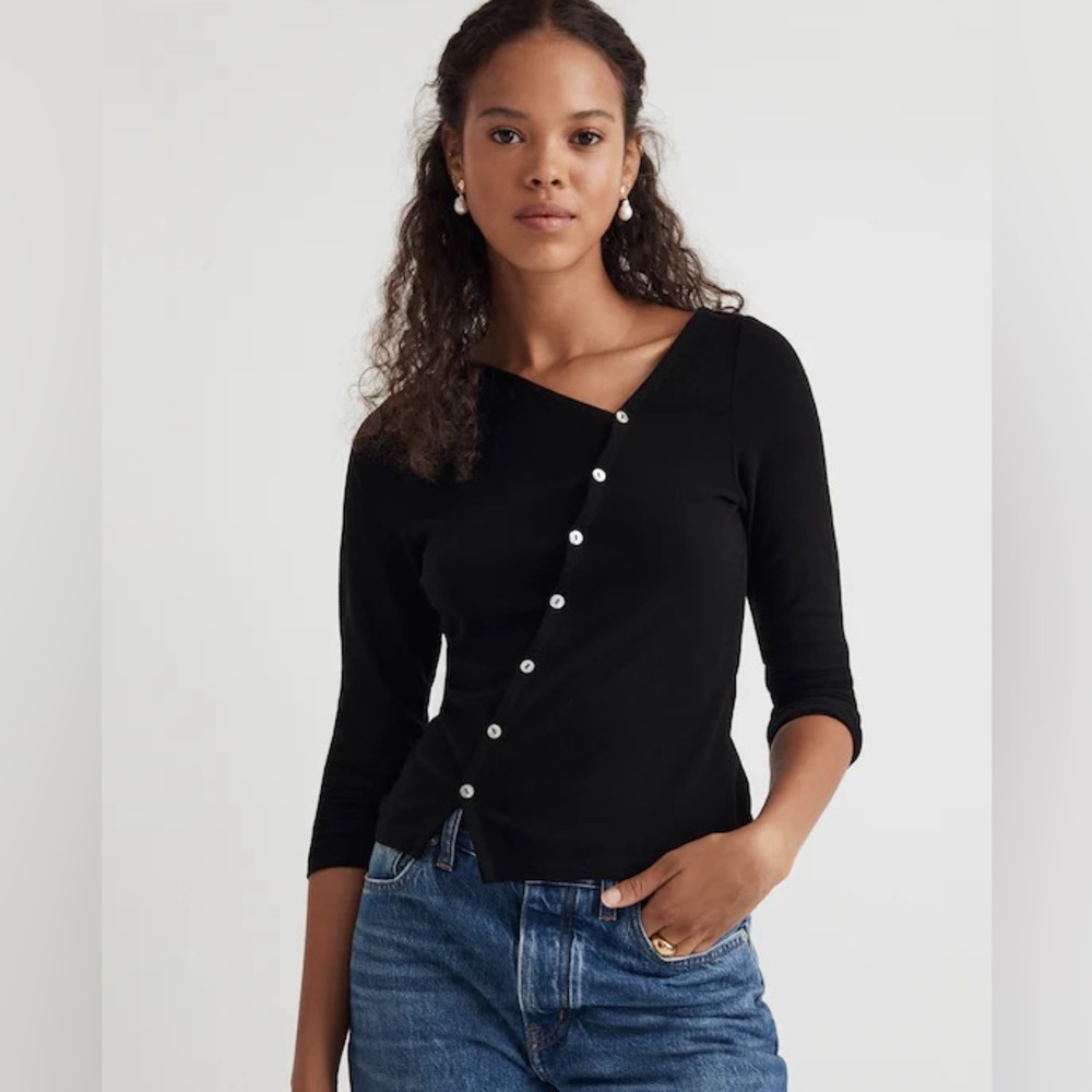 Madewell Asymmetrical Button-Front Cardigan